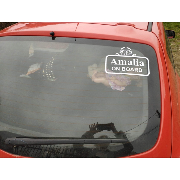 Sticker auto Baby on Board personalizat cu nume