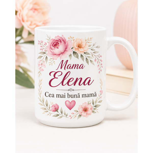 Cană personalizată pentru mama – cu nume și mesaj