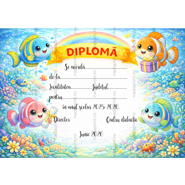 Diplomă Peștișori- Format digital PNG
